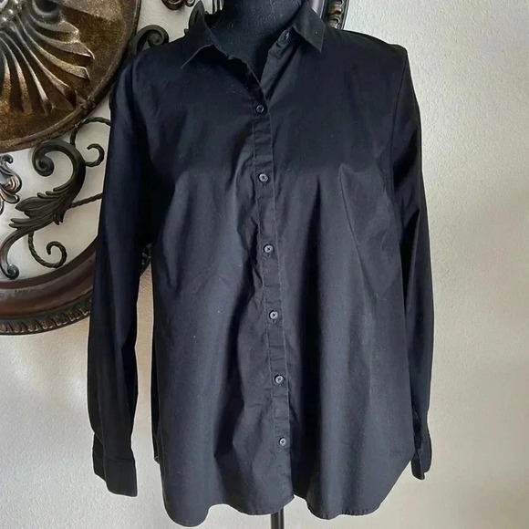 Apt. 9 Women’s Jet Black Button Down Long Sleeve Blouse Size XL - Picture 1 of 9